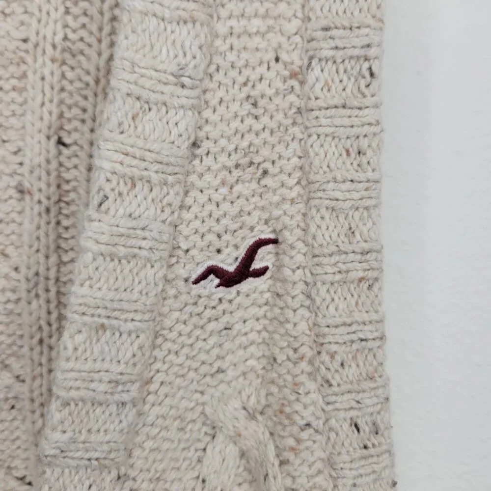 Hollister Y2K Marled Wool Knit Sweater Vest Button Closure Tan Beige Oat L #3346 - Picture 5 of 5